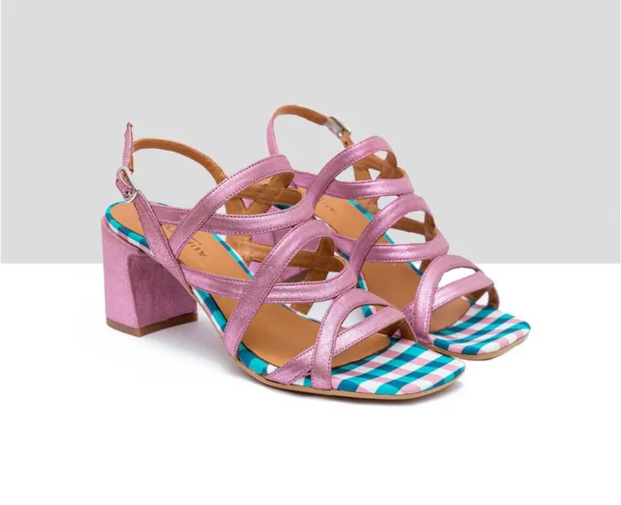 Audley Shoes Medium Heel Leather Sandal Felicity Metallic Women Medium Heel