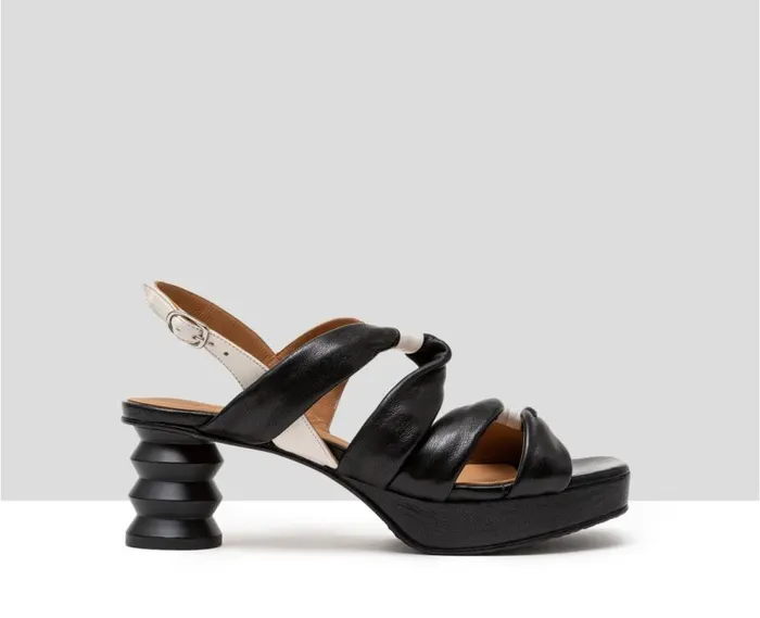 Audley Shoes Medium Heel Leather Sandal Feriel Black Women Medium Heel
