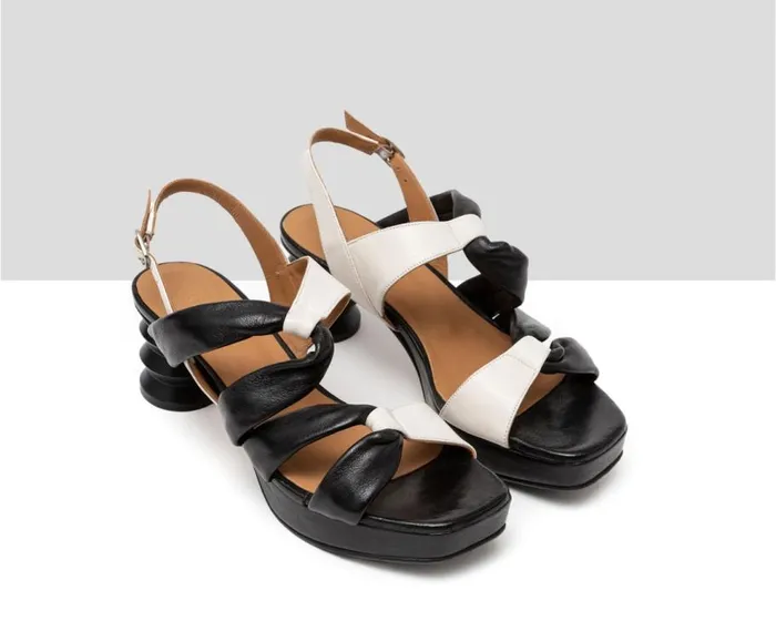 Audley Shoes Medium Heel Leather Sandal Feriel Black Women Medium Heel