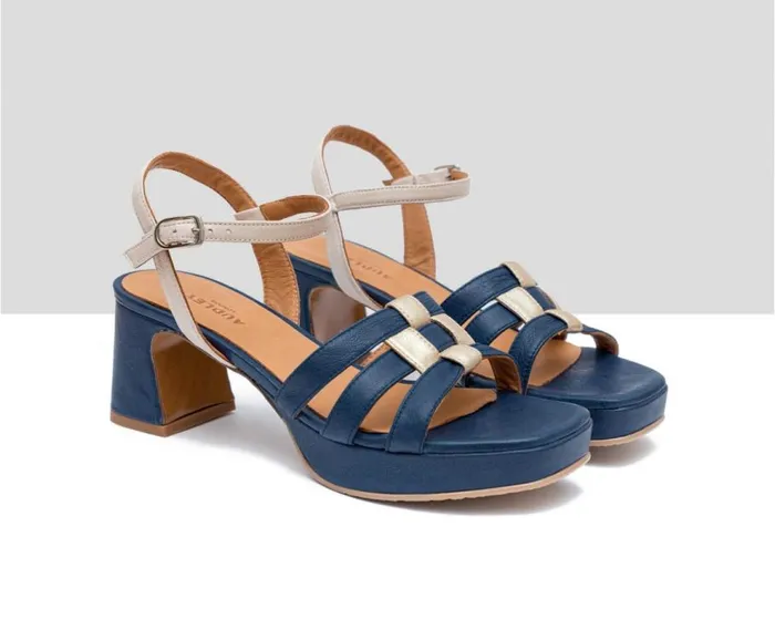 Audley Shoes Medium Heel Leather Sandal Fiodora Beige Women Medium Heel