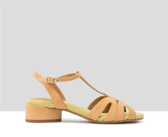 Audley Shoes Medium Heel Leather Sandal Hali Green Women Medium Heel