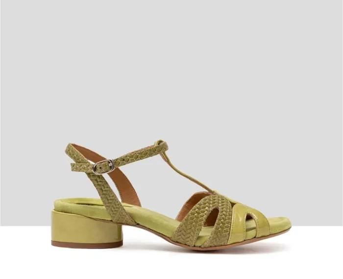 Audley Shoes Medium Heel Leather Sandal Hanan Green Women Medium Heel