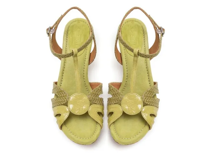 Audley Shoes Medium Heel Leather Sandal Hanan Green Women Medium Heel