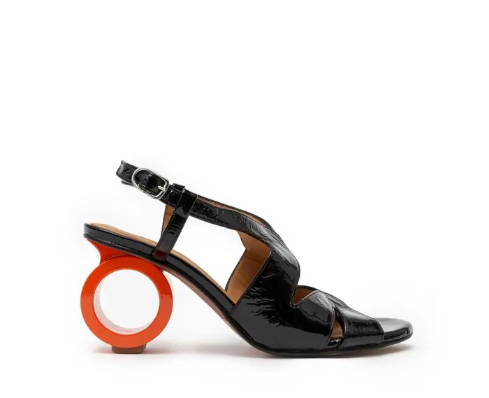 Audley Shoes Medium Heel Leather Sandal Hara Black Women Medium Heel
