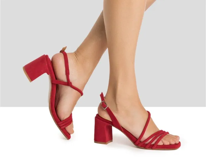 Audley Shoes Medium Heel Leather Sandal Helle Red Women Medium Heel