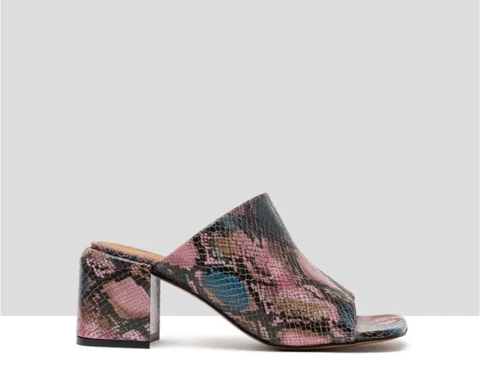 Audley Shoes Medium Heel Leather Sandal Hetty Print Women Medium Heel