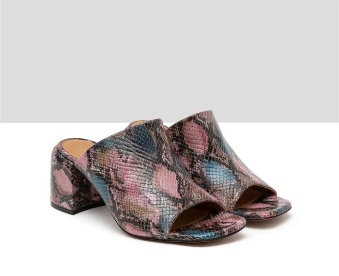 Audley Shoes Medium Heel Leather Sandal Hetty Print Women Medium Heel