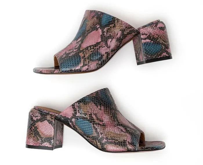 Audley Shoes Medium Heel Leather Sandal Hetty Print Women Medium Heel