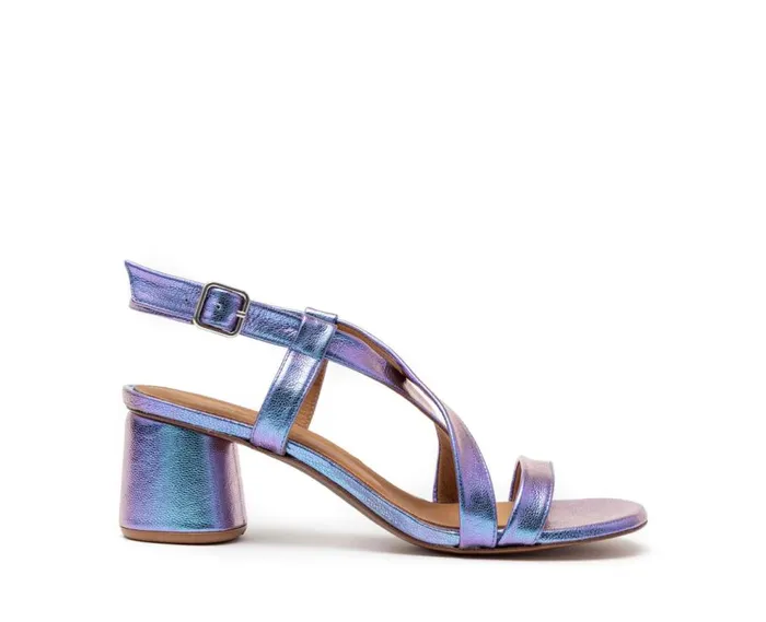 Audley Shoes Medium Heel Leather Sandal Himar Blue Women Medium Heel