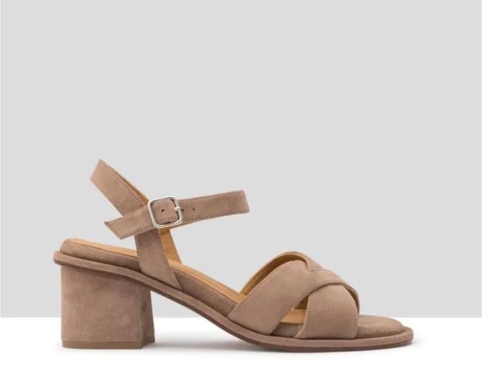 Audley Shoes Medium Heel Leather Sandal Joana Beige Women Medium Heel