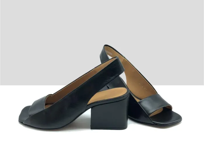 Audley Shoes Medium Heel Leather Sandal Johan Black Women Medium Heel
