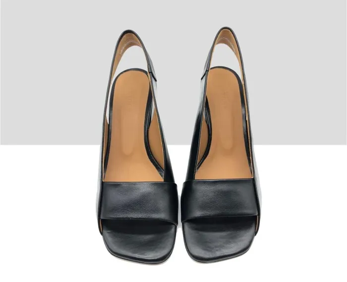 Audley Shoes Medium Heel Leather Sandal Johan Black Women Medium Heel