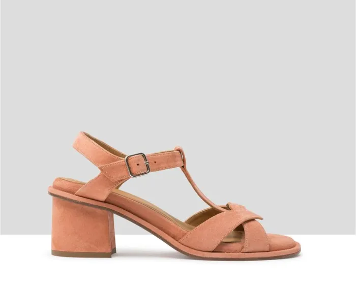 Audley Shoes Medium Heel Leather Sandal Judith Pink Women Medium Heel