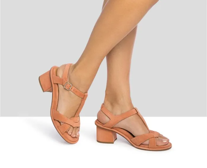 Audley Shoes Medium Heel Leather Sandal Judith Pink Women Medium Heel