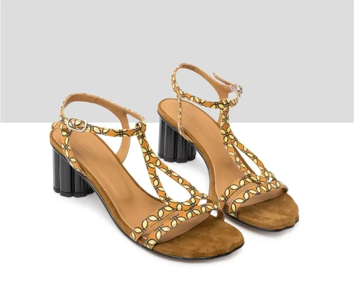Audley Shoes Medium Heel Leather Sandal Julina Brown Women Medium Heel
