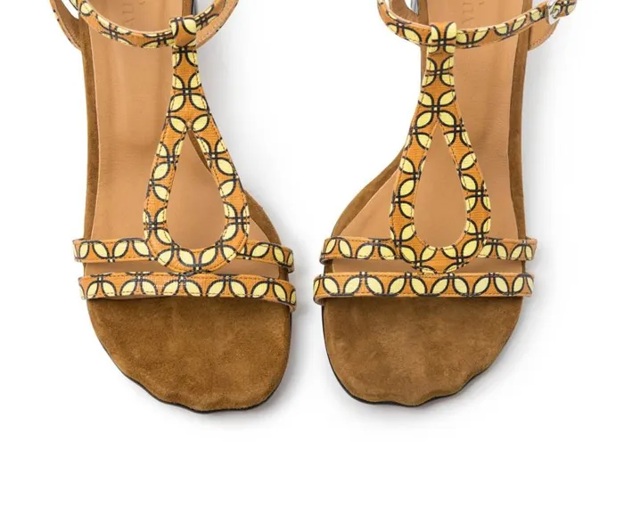 Audley Shoes Medium Heel Leather Sandal Julina Brown Women Medium Heel