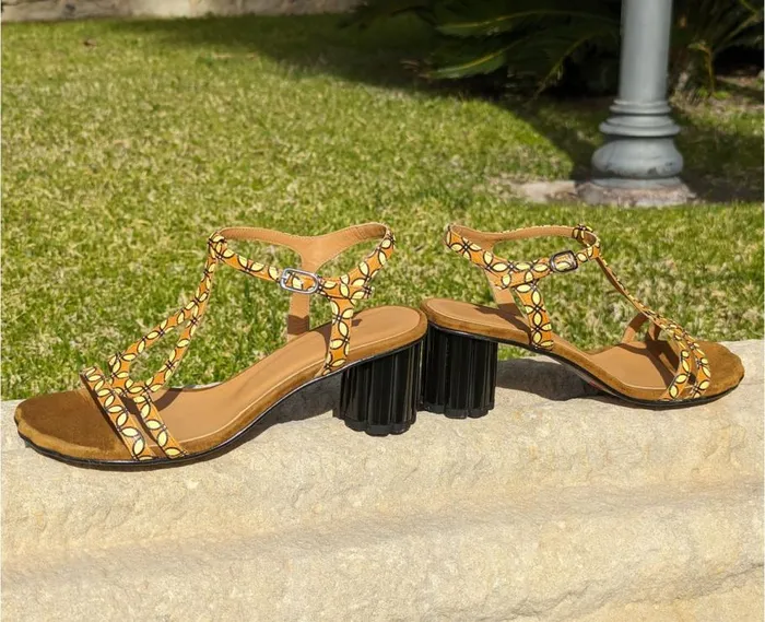 Audley Shoes Medium Heel Leather Sandal Julina Brown Women Medium Heel
