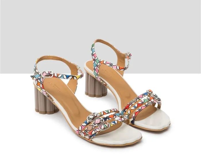 Audley Shoes Medium Heel Leather Sandal Juncal Print Women Medium Heel