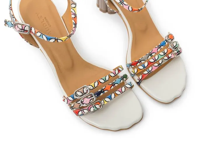 Audley Shoes Medium Heel Leather Sandal Juncal Print Women Medium Heel