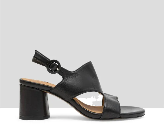 Audley Shoes Medium Heel Leather Sandal Laury Black Women Medium Heel