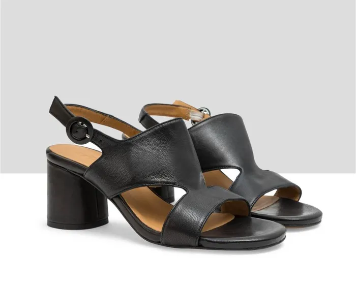Audley Shoes Medium Heel Leather Sandal Laury Black Women Medium Heel