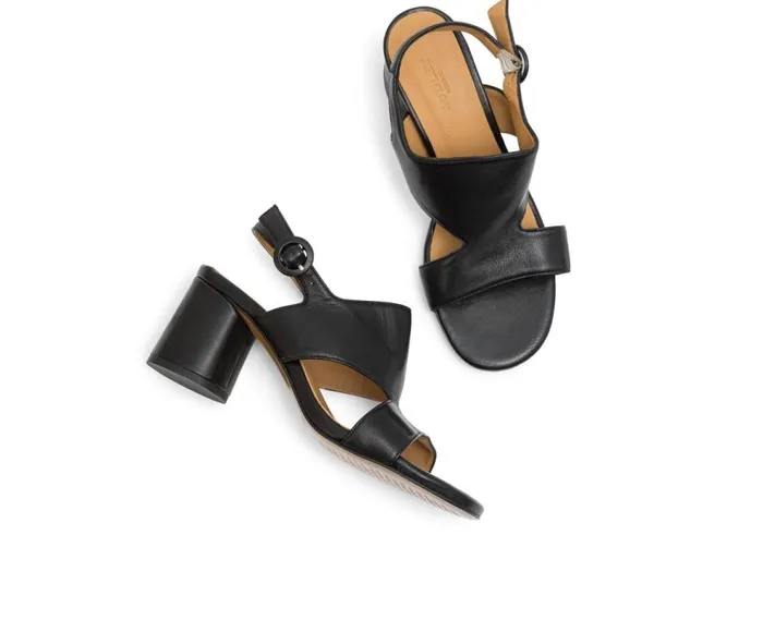 Audley Shoes Medium Heel Leather Sandal Laury Black Women Medium Heel
