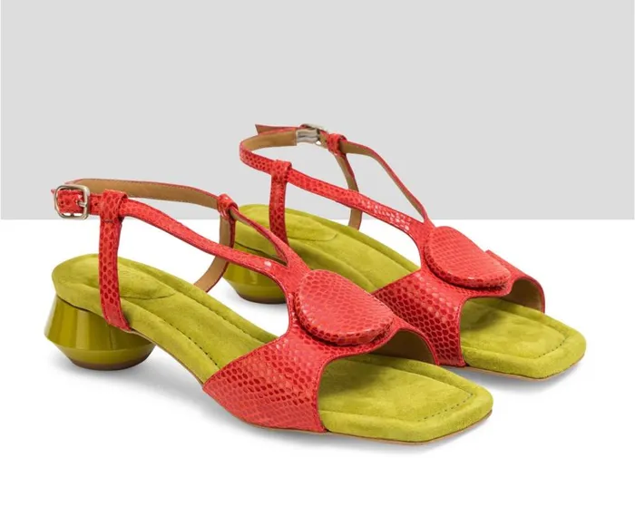 Audley Shoes Medium Heel Leather Sandal Lenet Green Women Medium Heel