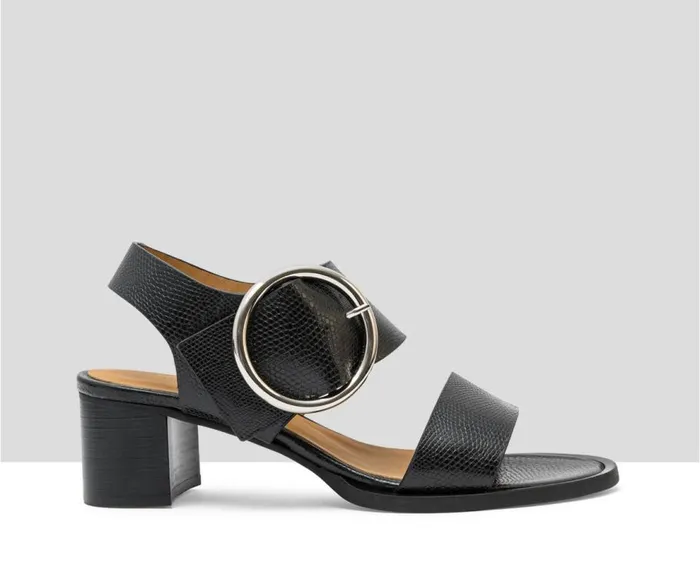 Audley Shoes Medium Heel Leather Sandal Lulu Black Women Medium Heel