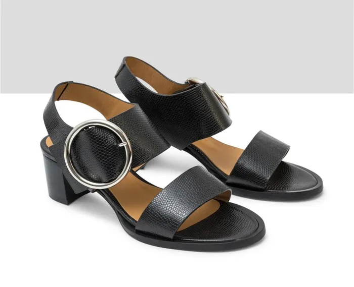 Audley Shoes Medium Heel Leather Sandal Lulu Black Women Medium Heel