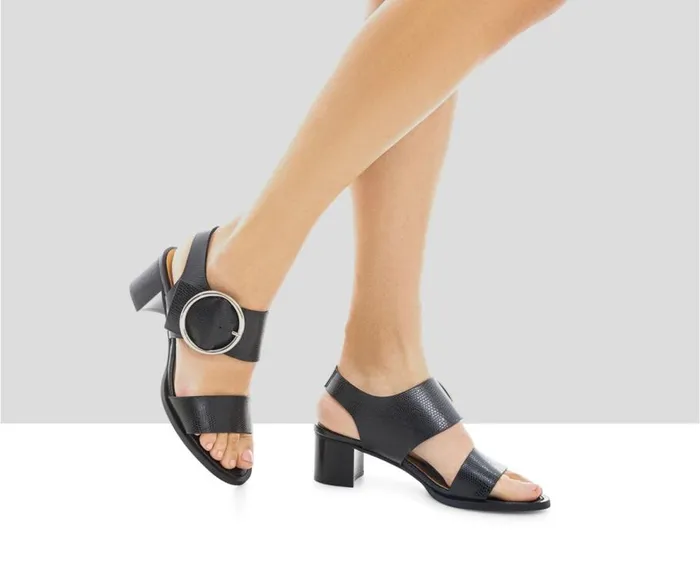 Audley Shoes Medium Heel Leather Sandal Lulu Black Women Medium Heel