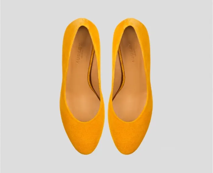 Audley Shoes Medium Heel Leather Shoe Doreen Mustard Women Medium Heel
