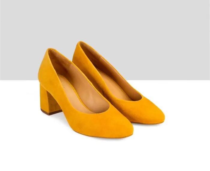 Audley Shoes Medium Heel Leather Shoe Doreen Mustard Women Medium Heel