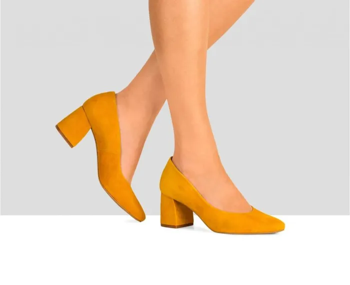 Audley Shoes Medium Heel Leather Shoe Doreen Mustard Women Medium Heel