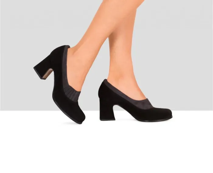 Audley Shoes Medium Heel Leather Shoe Eyal Black Women High Heel