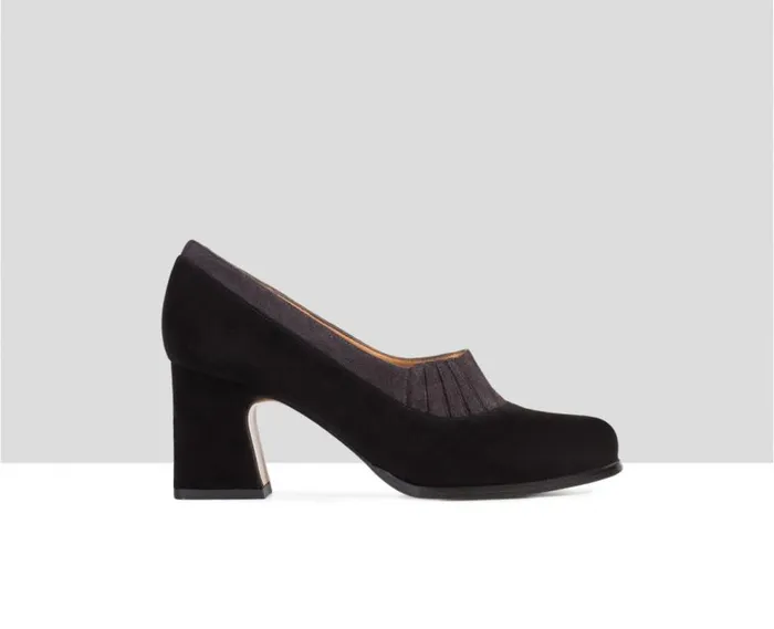 Audley Shoes Medium Heel Leather Shoe Eyal Black Women High Heel