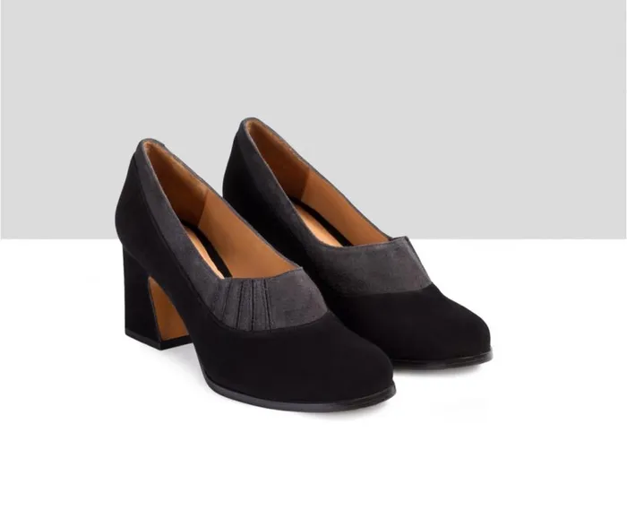 Audley Shoes Medium Heel Leather Shoe Eyal Black Women High Heel