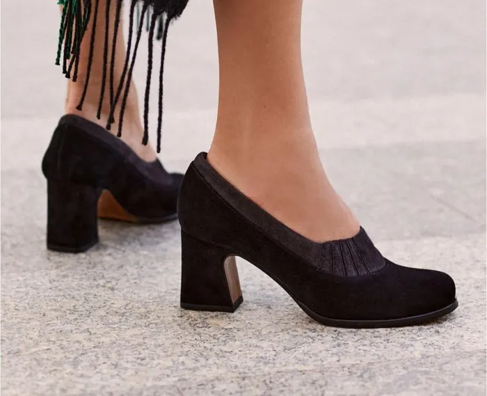 Audley Shoes Medium Heel Leather Shoe Eyal Black Women High Heel