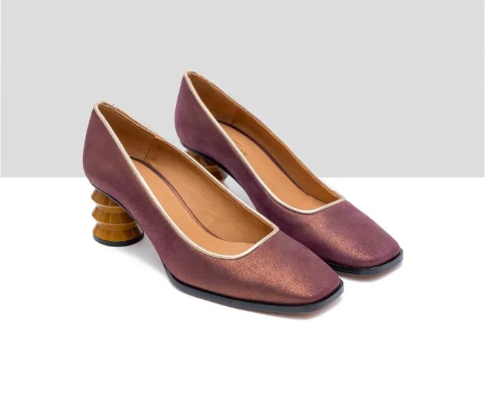 Audley Shoes Medium Heel Leather Shoe Franca Burdeos Women Medium Heel