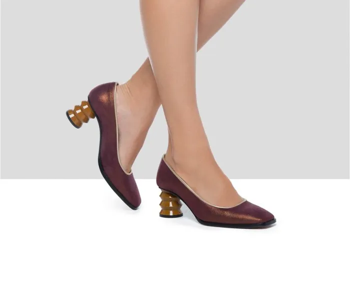 Audley Shoes Medium Heel Leather Shoe Franca Burdeos Women Medium Heel