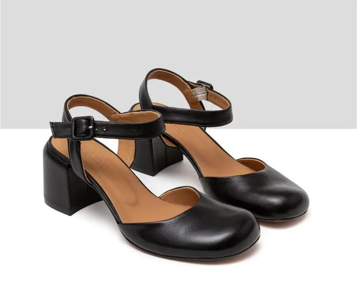 Audley Shoes Medium Heel Leather Shoe Hani Black Women Medium Heel