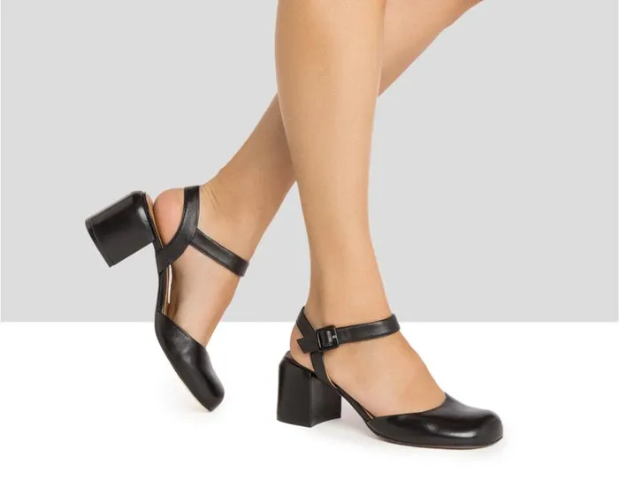 Audley Shoes Medium Heel Leather Shoe Hani Black Women Medium Heel