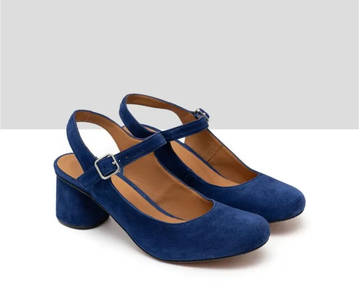 Audley Shoes Medium Heel Leather Shoe Heidi Blue Women Medium Heel