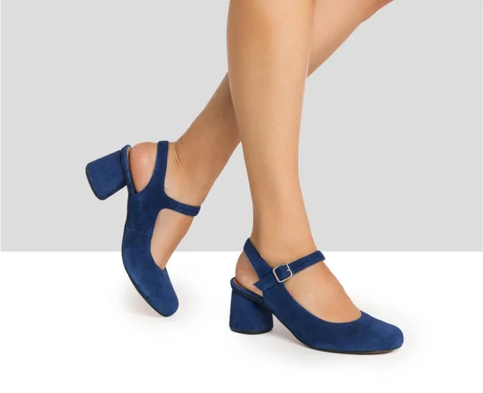 Audley Shoes Medium Heel Leather Shoe Heidi Blue Women Medium Heel