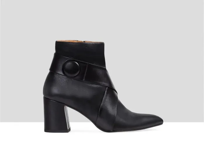 Audley Shoes Mid Heel Leather Booties Erminia Black Women Medium Heel