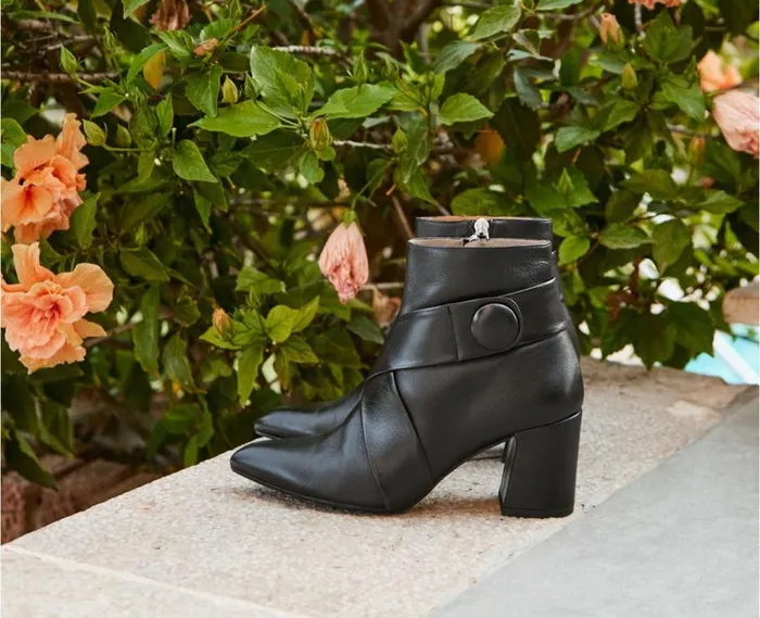 Audley Shoes Mid Heel Leather Booties Erminia Black Women Medium Heel