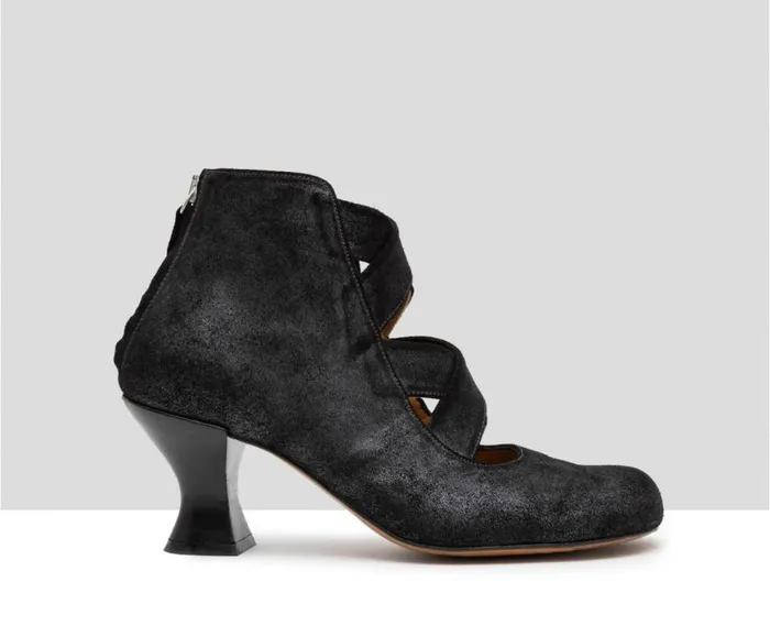 Audley Shoes Mid Heel Leather Booties Gisela Black Women Medium Heel