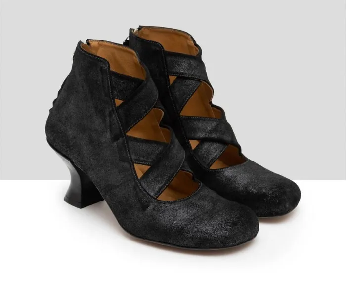 Audley Shoes Mid Heel Leather Booties Gisela Black Women Medium Heel