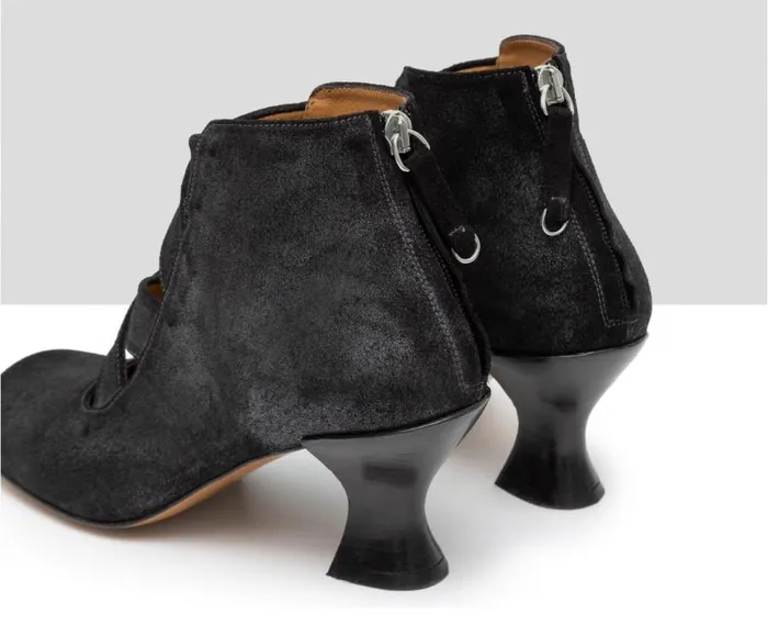 Audley Shoes Mid Heel Leather Booties Gisela Black Women Medium Heel