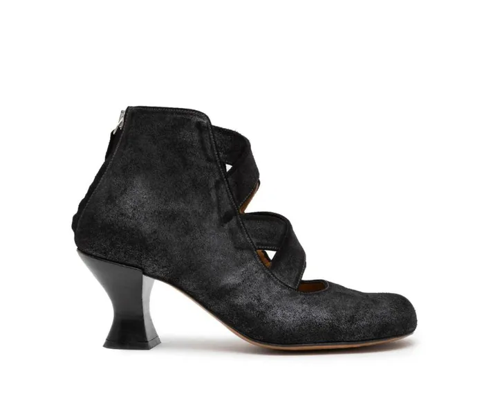 Audley Shoes Mid Heel Leather Booties Gisela Black Women Medium Heel