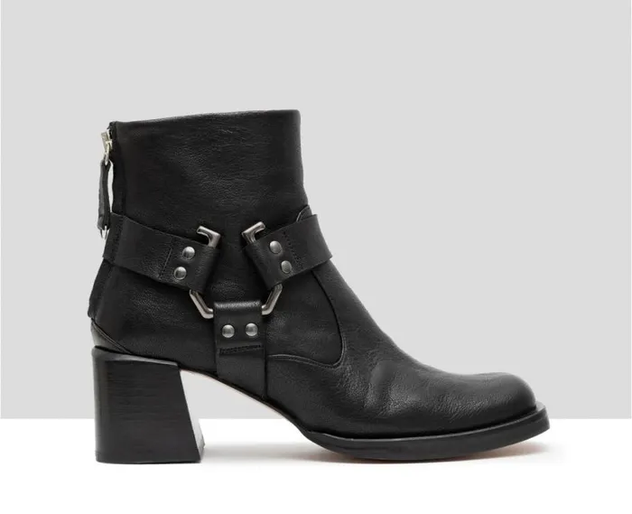 Audley Shoes Mid Heel Leather Booties Giselle Black Women Medium Heel
